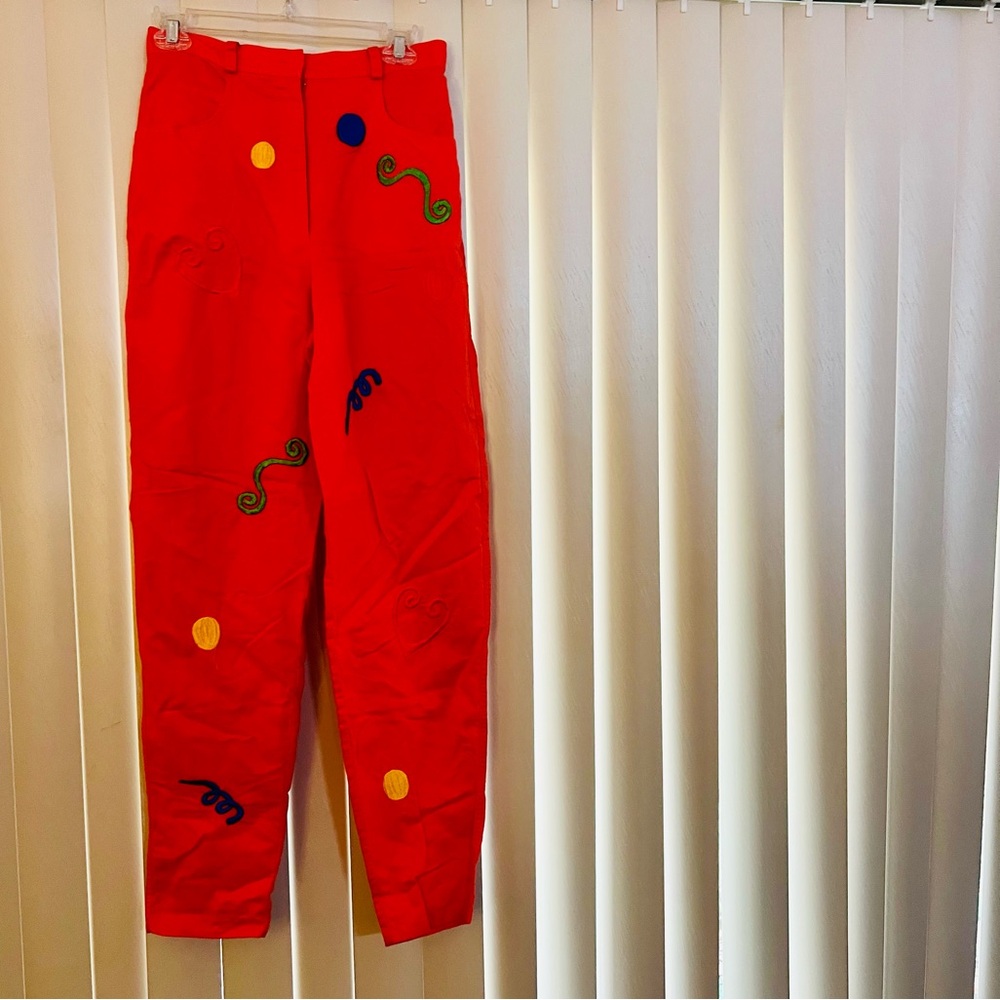 PREOWNED  | VINTAGE Adrianna Papell Red Kids Pants with Colorful Accents